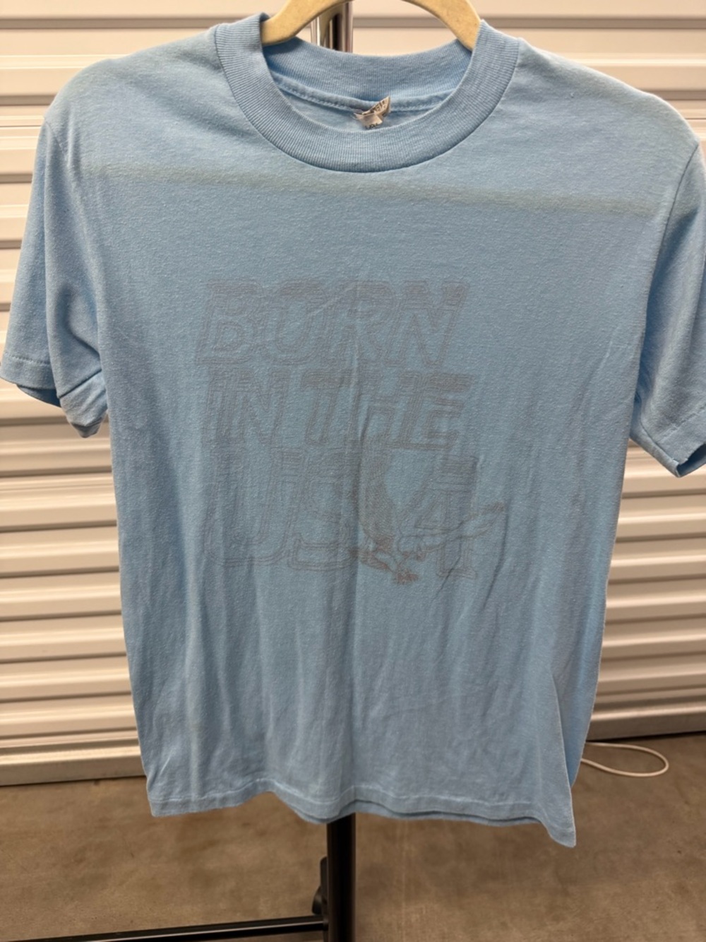 Vintage Light Blue Graphic Crew Neck Men's T-Shirt